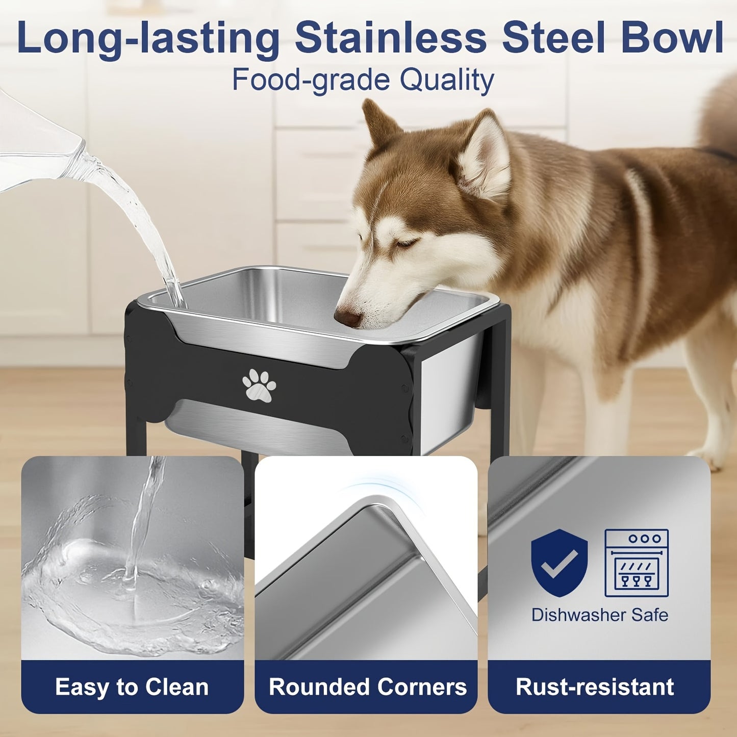 Upgraded Heavy-Duty Elevated Large Dog Water & Bowl - 3.6 Gallon Stainless Steel Feeding Station with Low-Slung Neck, Sturdy Metal Frame for Mastiff, German Shepherd,, Newfie - Indoor/Outdoor Use, Design, Water Bowls For Larg