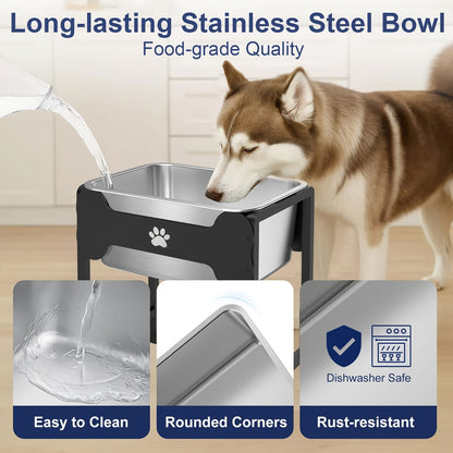 Upgraded Heavy-Duty Elevated Large Dog Water & Bowl - 3.6 Gallon Stainless Steel Feeding Station with Low-Slung Neck, Sturdy Metal Frame for Mastiff, German Shepherd,, Newfie - Indoor/Outdoor Use, Design, Water Bowls For Larg