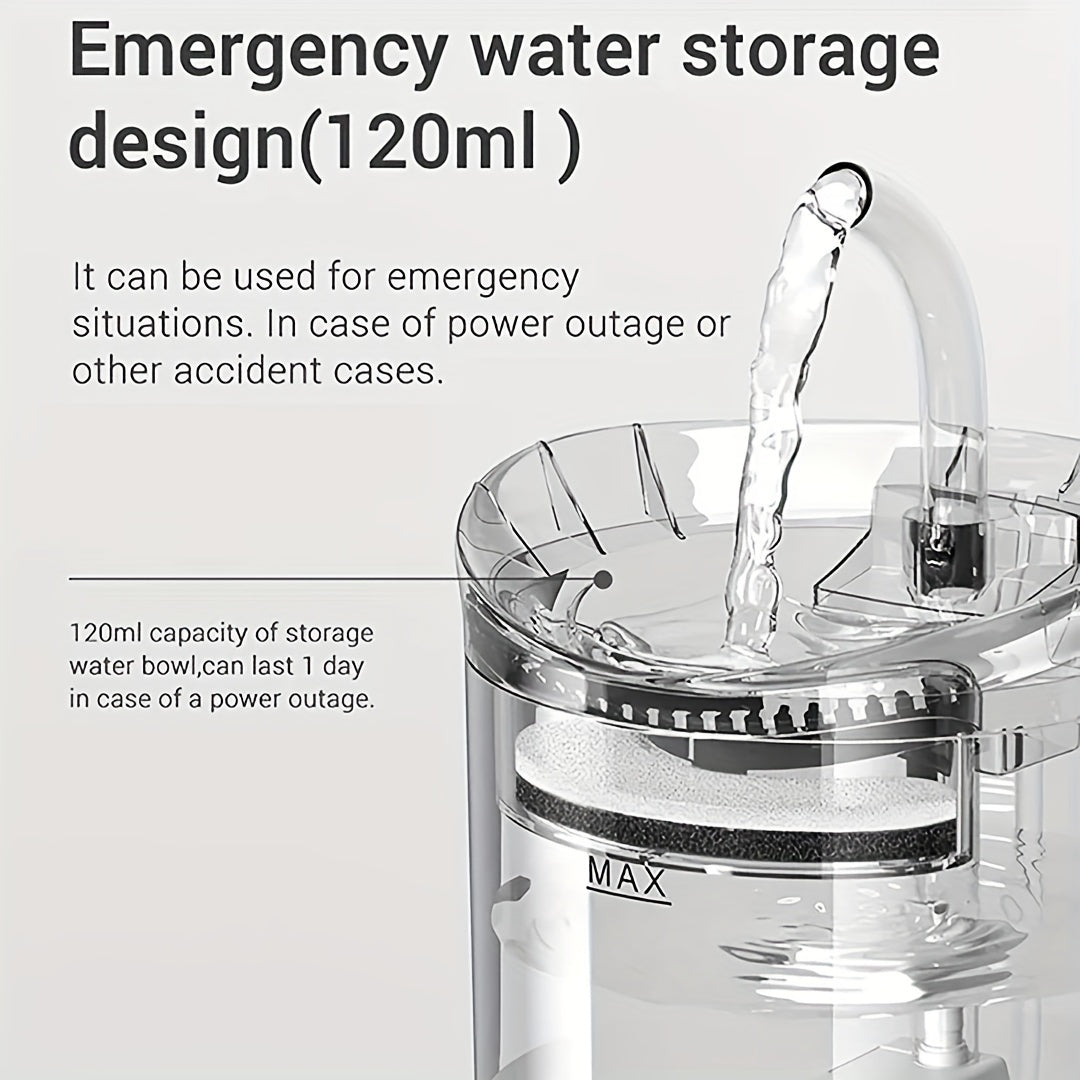 60.87oz Smart Cat Water Dispenser with Faucet, Dog Water Dispenser, Transparent Water Dispenser, Pet Water Filter Feeder