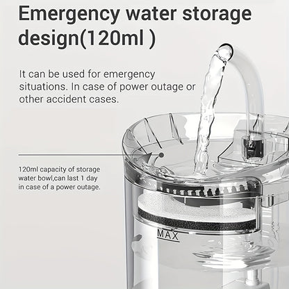 60.87oz Smart Cat Water Dispenser with Faucet, Dog Water Dispenser, Transparent Water Dispenser, Pet Water Filter Feeder