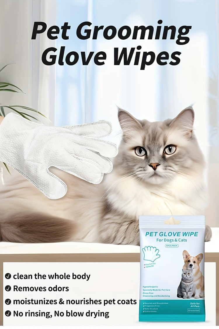 12pcs Polyester Pet Grooming Wipes, Disposable Pet Bathing Gloves for Dogs and Cats, Unscented Cleaning Mitt for All Pets, Easy-to-Use Pet Care Supplies