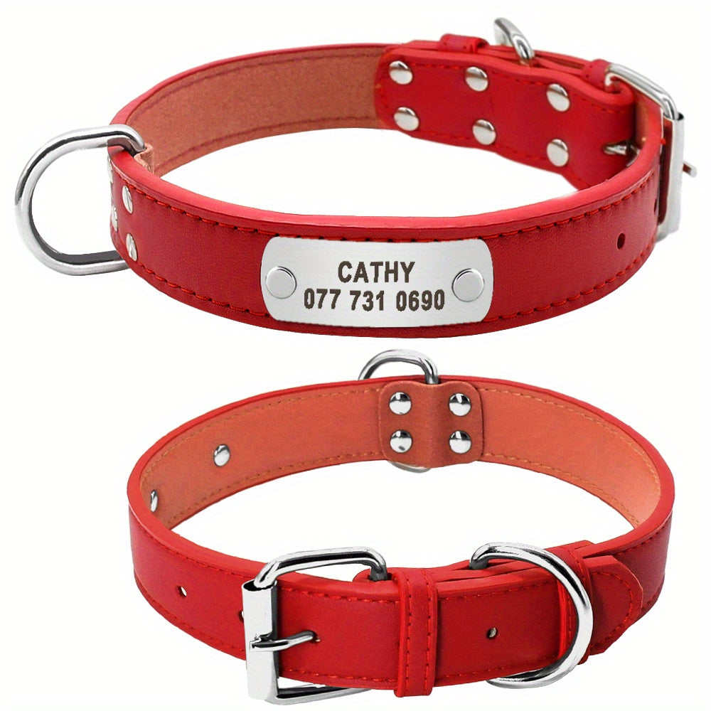 Custom Engraved Dog Collar with Personalized ID Tag - Durable Padded Pet Collar for Small, Medium & Large Dogs - Solid Pattern, Adjustable Fit, Secure Metal Hardware, Personalized Pet Accessory | Stylish Dog Collar | Durable