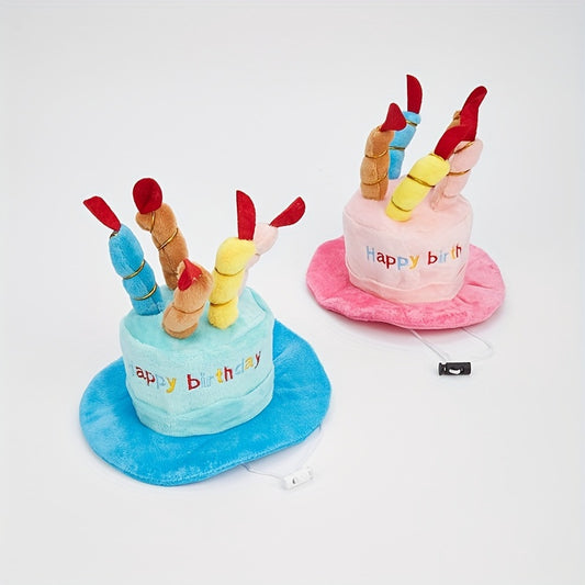 Colorful Pet Birthday Hat - Adjustable, Soft, and Comfortable Dog Party Costume with Vibrant Candles for a Fun Celebration - Perfect for Dog Lovers and Pet Owners