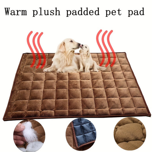 1pc Cozy Plush Cat Bed Mat - Thick, Self-Heating, Non-Slip, Soft Kennel Pad for Pet Sleeping - Orthopedic Support, Easy Cleaning, and Durable Pet Bed for Cats and Small Dogs