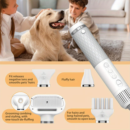 5-in-1 Portable Handheld Dog Hair Dryer - Advanced Smart Temperature Adjustment, Detachable Grooming Brush, Pet Washing Station, Travel-Friendly Design, Compact and Lightweight for Easy Use - Perfect for Home and Travel Pet C
