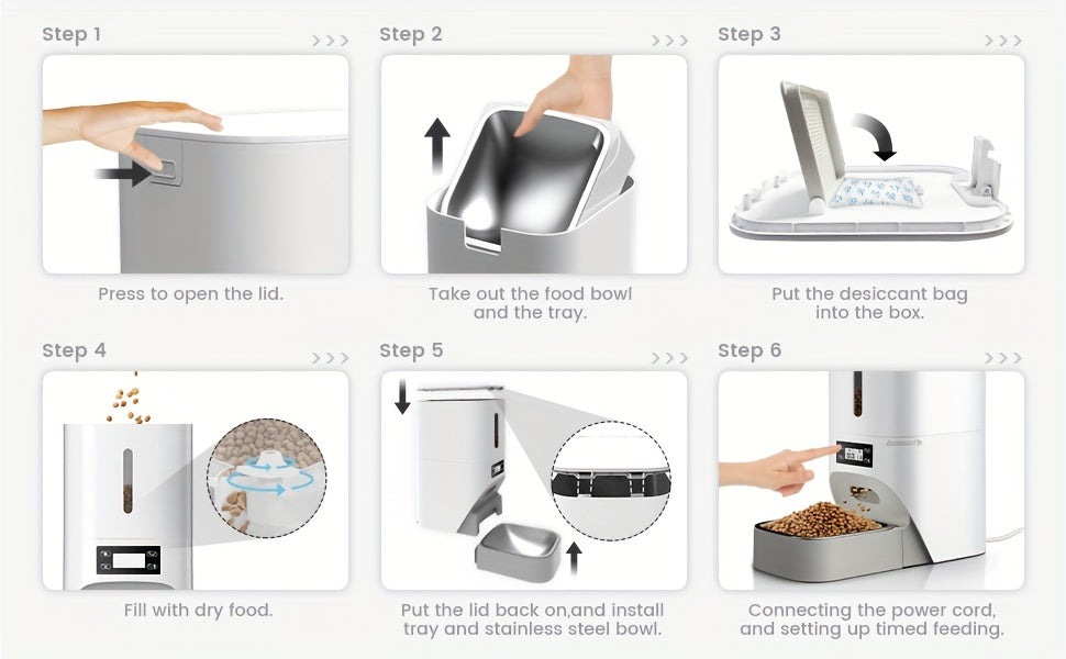 4L Timed Automatic Pet Feeders For Cats And Dogs Dry Food Dispenser With Desiccant Bag Timed Cat Feeder Programmable Portion Size Control 9 Meals Per Day 30s Voice Recorder