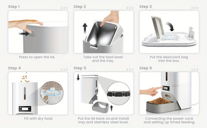 4L Timed Automatic Pet Feeders For Cats And Dogs Dry Food Dispenser With Desiccant Bag Timed Cat Feeder Programmable Portion Size Control 9 Meals Per Day 30s Voice Recorder