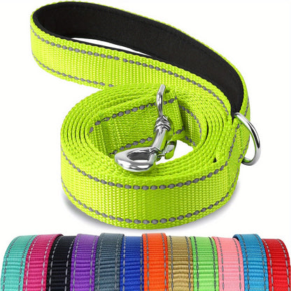 1pc Single Sided Reflective Dog Leash Soft Neoprene Padded Breathable 1 Inch Wide, Pet Leash 6FT/5FT/4FT For Medium & Large Dogs Walking And Training