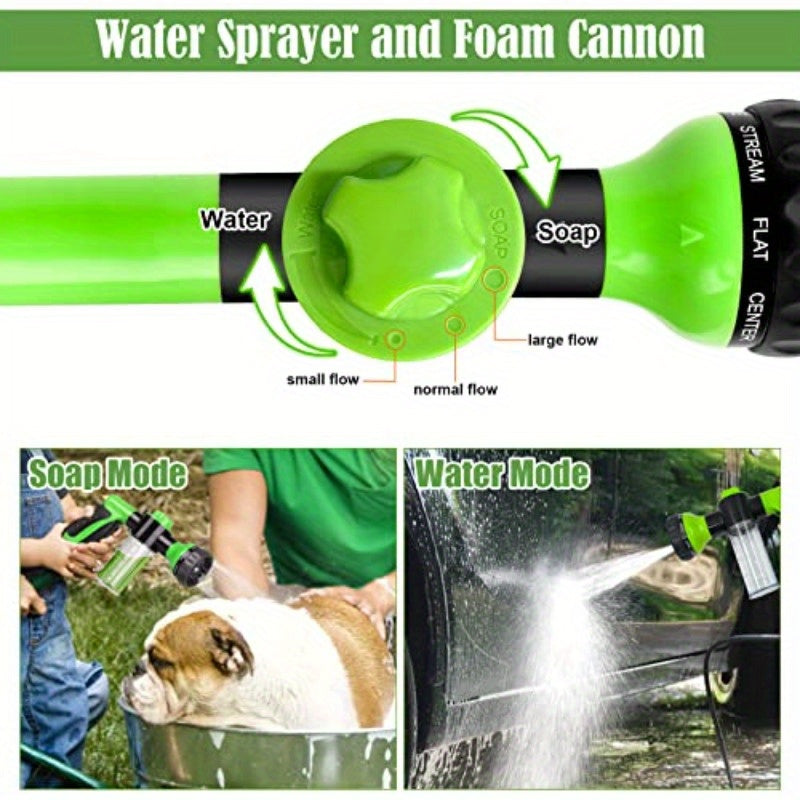 8in 1 Dog Wash Sprayer with Massa Brush & Pet Grooming Comb - 3/4 Inch Standard Garden Hose Nozzle, Silicone Durable Pet Bathing Tool for Dogs, Garden, Car Washing, Water Flowers, Ergonomic Handle, Comfortable Fit, Dog Washer