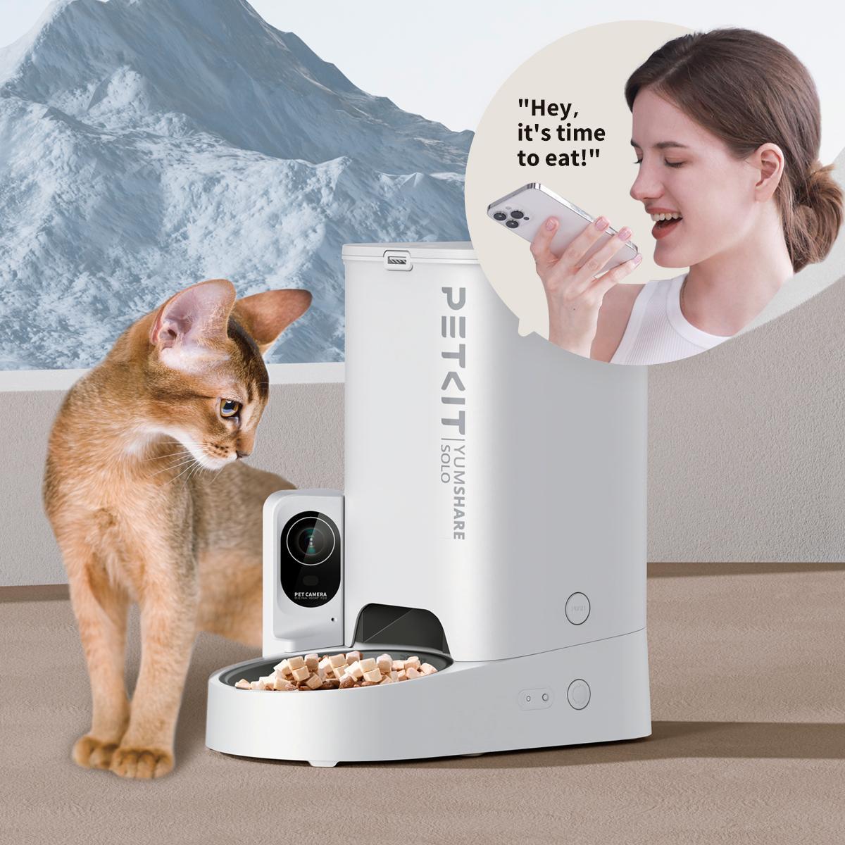 PETKIT Automatic Pet Feeder with Camera, 1080P HD Video with Night Vision, 2.4G WiFi Cat Dog Feeder with 2-Way Audio,Smart App Control Pet Dry Food Dispenser for Cats and Dogs with Non-Stick Food Bowl