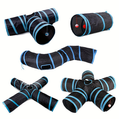 [Large Collapsible Cat Tunnel Play] Cat Tunnel For Indoor Cats Large With Play Ball 2/3/4/5 Way Collapsible Interactive Peek Hole Pet Tube Toys For Puppy, Kitty, Kitten, Rabbit
