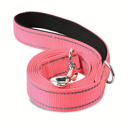 1pc Single Sided Reflective Dog Leash Soft Neoprene Padded Breathable 1 Inch Wide, Pet Leash 6FT/5FT/4FT For Medium & Large Dogs Walking And Training