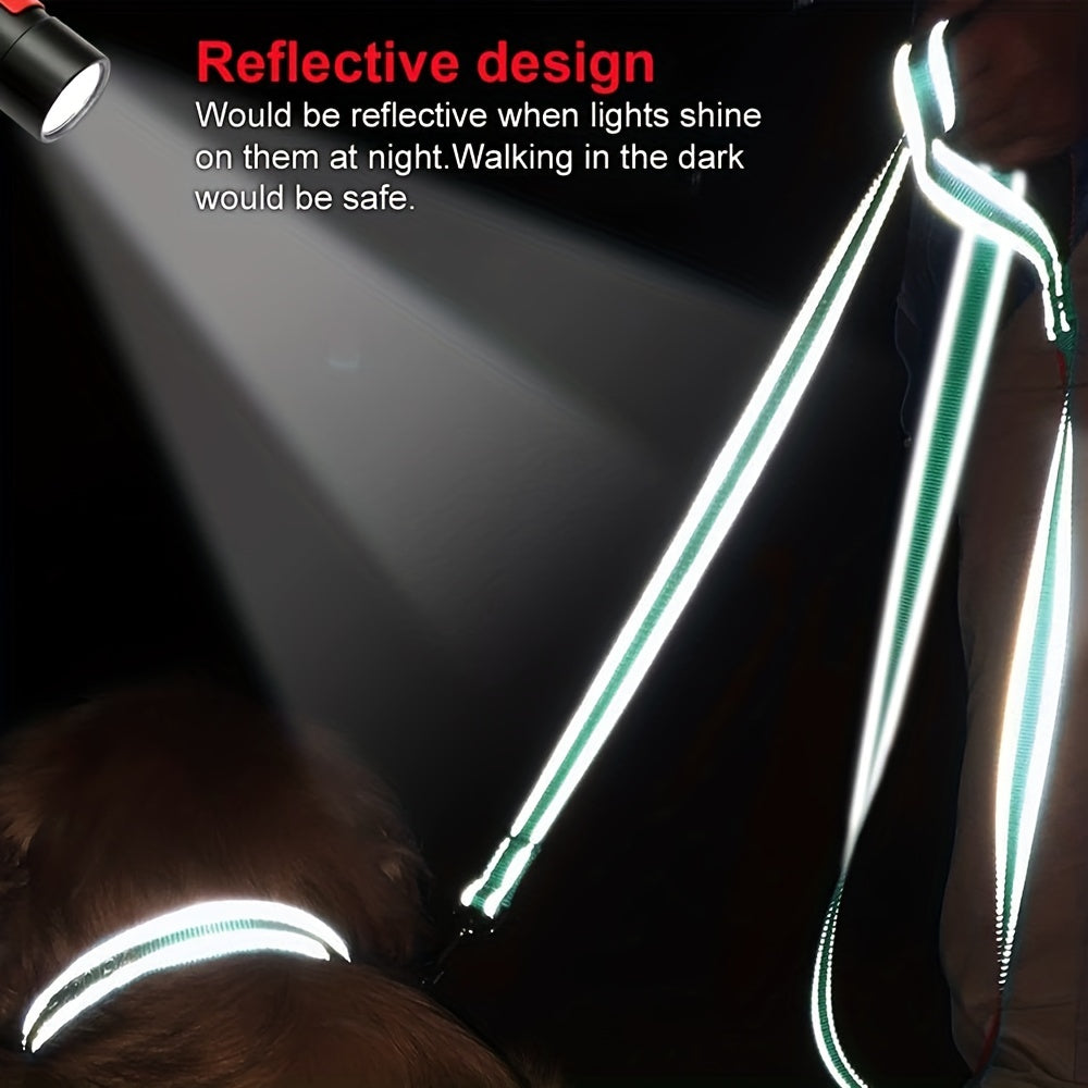 1pc Single Sided Reflective Dog Leash Soft Neoprene Padded Breathable 1 Inch Wide, Pet Leash 6FT/5FT/4FT For Medium & Large Dogs Walking And Training