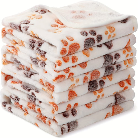 1pcs Warm And Soft Pet Blanket With Paw Print Design For Dogs, Cats, And Guinea Pigs