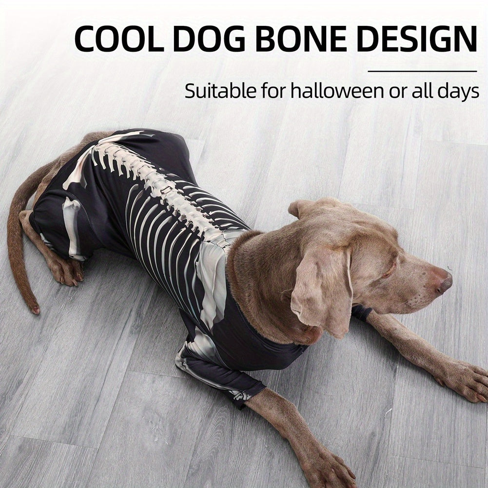 Pet Halloween Dressup Skull Transformation High elasticity sports not tight three-dimensional cut more fit four-legged long-sleeved design home anti-shedding Halloween Transformation Skull Bone Dog Costume