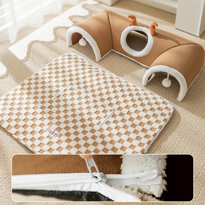 Cat Tunnel Cat Nest Small Pet Tunnel Small Pet Nest Elk Pet Nest Hide and Seek Toy Cat Tunnel Play Sleep Integrated Bear Shaped Tunnel Cat Nest Pet Nest Warm Nest Rabbit Hamster Tunnel Nest