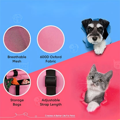 Pet Car Booster Seat For Dog Cat Portable And Breathable Bag With Seat Belt Dog Carrier Safety Stable For Travel Look Out With Clip On Leash With PVC Tube Christmas Gift