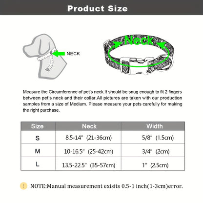 Personalized Pet Collar - Custom Engraved Nylon Dog Collar for Small Large Dogs, Cats, and Puppies with Name, Phone ID, and Adjustable Buckle - Durable, Waterproof, and Easy to Clean Basic Collar