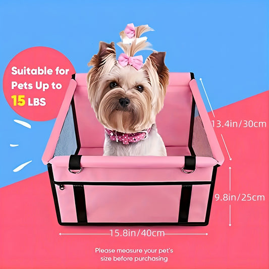 Pet Car Booster Seat For Dog Cat Portable And Breathable Bag With Seat Belt Dog Carrier Safety Stable For Travel Look Out With Clip On Leash With PVC Tube Christmas Gift