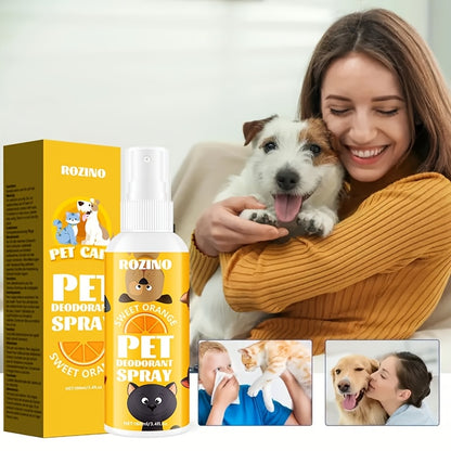 ROZINO 4pcs Pet Care Set: Natural Oral Health & Freshness - Deodorant Spray, Tooth Powder, Shampoo & Conditioner - Mild, Non-Irritating Plastic Material for Dogs & Cats