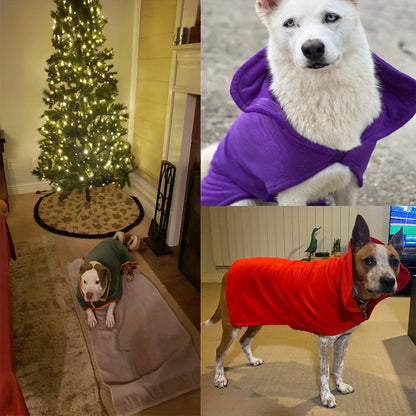 [Quick-Dry Dog Drying Coat] Super Absorbent Quick-Dry Dog Drying Coat - Warm-Keeping Bathrobe with Full Body Coverage & Hood, Multiple Colors (Purple, Blue, Green, Yellow, Red), Durable Fabric for Efficient Water Absorption &