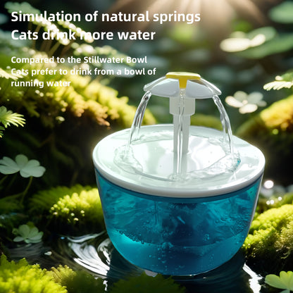 Cats and dogs pet new fountain flower water dispenser automatic cat water dispenser dog water dispenser food grade PP material, quiet operation, USB powered, safe and secure, suitable for cats and dogs large capacity Hallowee