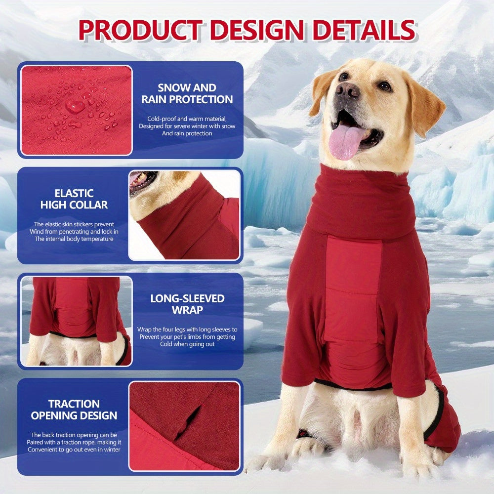FullLimb Dog Bodysuit with Snow-Resistant Coating - All-Season Winter & Cold Weather Warmth, Adjustable Full-Limb Coverage, Machine Washable, Comfortable & Durable Pet Suit for Small Medium Large Dogs, Easy Pullover Design fo