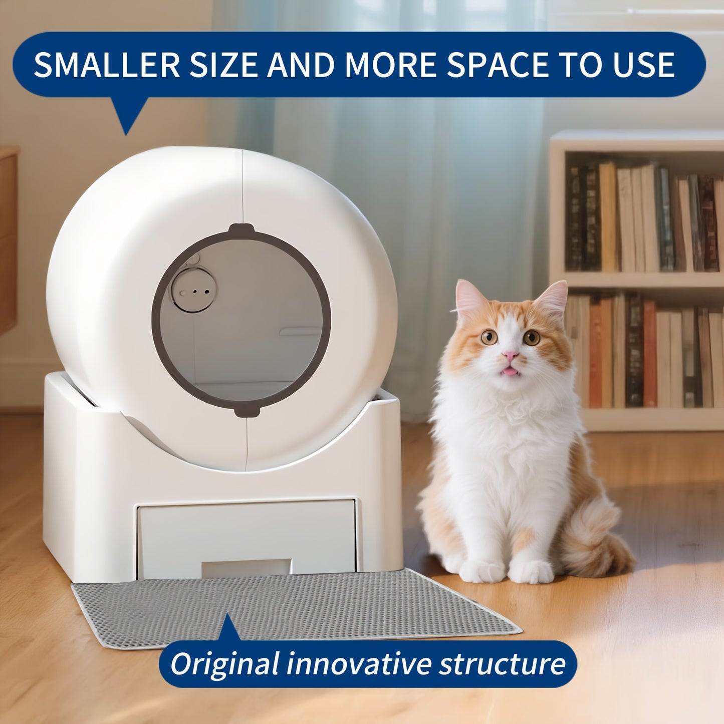 Smart Self-Cleaning Litter Box Pro 18.76gal XL Capacity - APP/WiFi Control, Odorless, Anti-Pinch Safety, Quiet, All Cat Litters Compatible, Includes Waste Bags and Mat, Suitable for Multi-Cat Homes, Quiet Pet Care, Sleek Pet