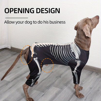 Pet Halloween Dressup Skull Transformation High elasticity sports not tight three-dimensional cut more fit four-legged long-sleeved design home anti-shedding Halloween Transformation Skull Bone Dog Costume