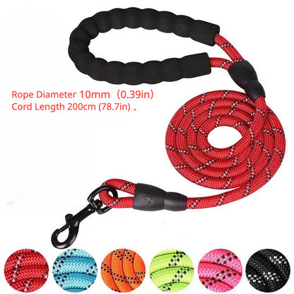 Dog Nylon Leash Lengthened And Reflective Round Rope Small And Medium Cats Dogs Leash Pet Traction Rope