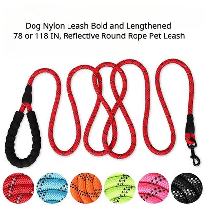 Dog Nylon Leash Lengthened And Reflective Round Rope Small And Medium Cats Dogs Leash Pet Traction Rope