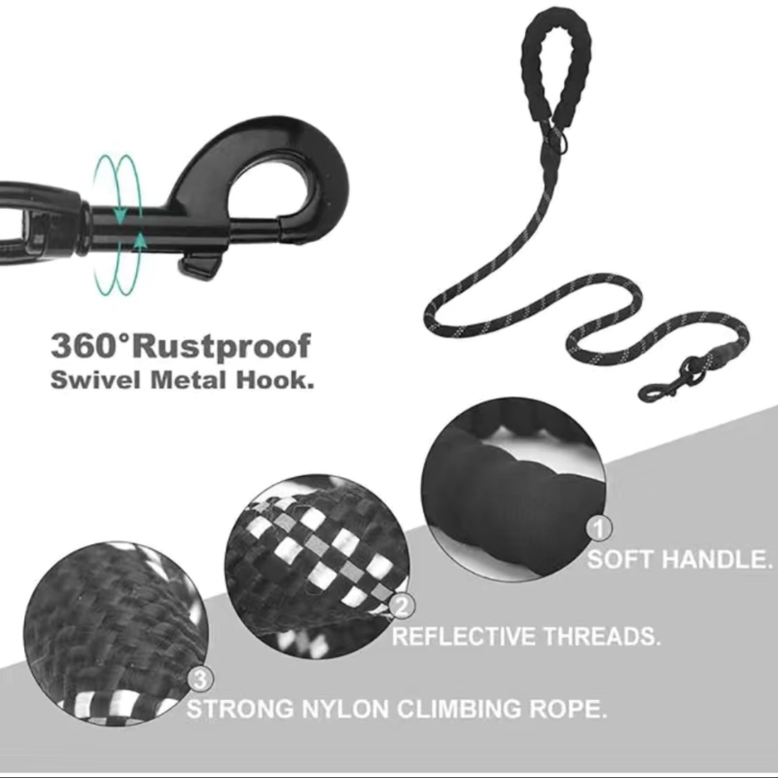 Dog Nylon Leash Lengthened And Reflective Round Rope Small And Medium Cats Dogs Leash Pet Traction Rope