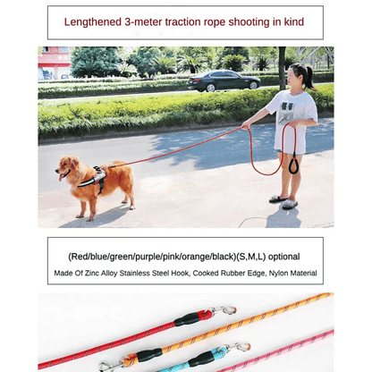 Dog Nylon Leash Lengthened And Reflective Round Rope Small And Medium Cats Dogs Leash Pet Traction Rope