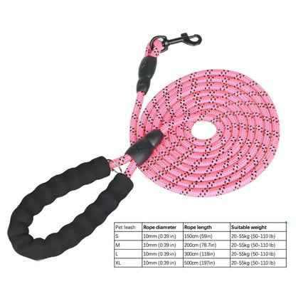 Dog Nylon Leash Lengthened And Reflective Round Rope Small And Medium Cats Dogs Leash Pet Traction Rope
