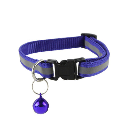 Reflective Safety Cat Collar With Bell - Adjustable, Durable Polyester Pet Neck Strap For Nighttime Visibility