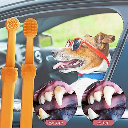 2Pcs Small Dog & Cat Toothbrush Kit With Storage Box, Soft Silicone Cat Dog Tooth Brushing Kit, Tongue Cleaner For Pet Tooth Brushing