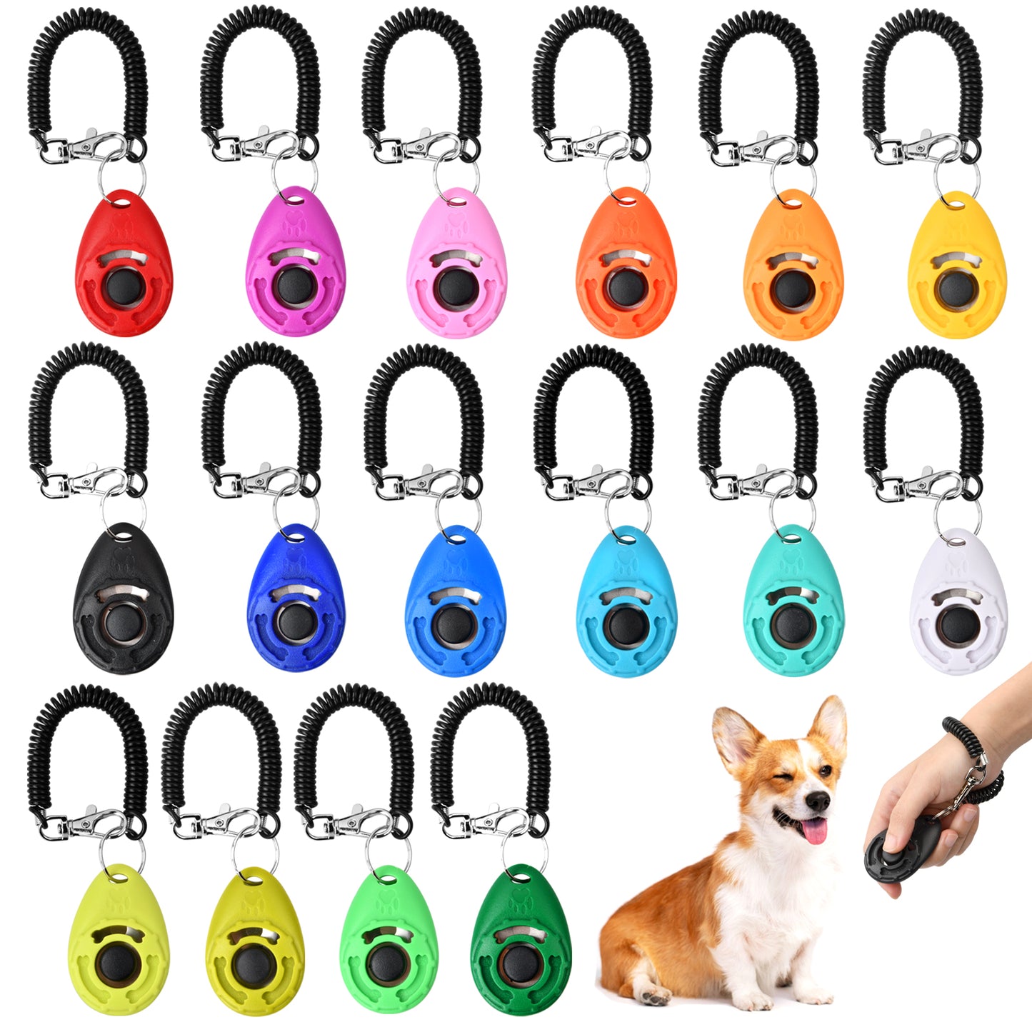 16Pcs Clicker Dog Pet Training With Wrist Strap, Behavioral Training for Cats, Puppy, Birds