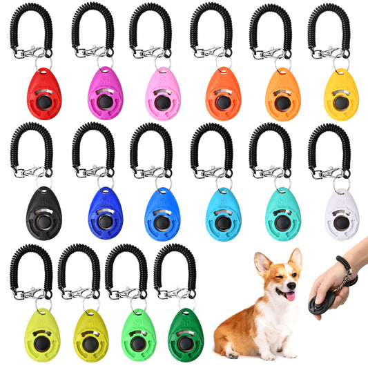 16Pcs Clicker Dog Pet Training With Wrist Strap, Behavioral Training for Cats, Puppy, Birds