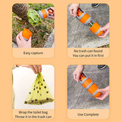 Pet Dog Pooper Scooper, Portable Dog Poop Picker With 45pcs Waste Bags For Outdoor Walking, Dog Excrement Shovel Picker, Pet Garbage Bag Refill Rolls, Pet Cleaning Supplies
