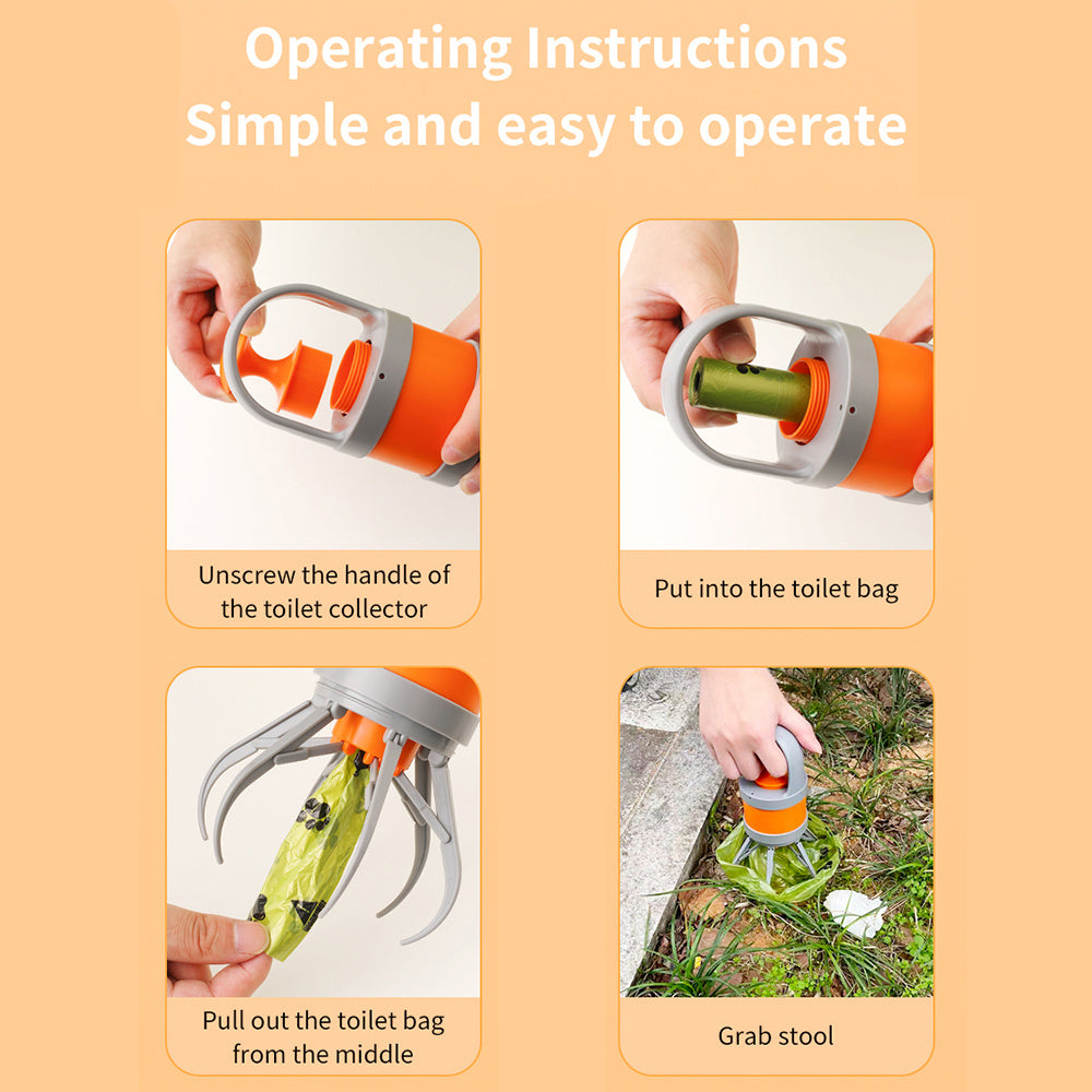 Pet Dog Pooper Scooper, Portable Dog Poop Picker With 45pcs Waste Bags For Outdoor Walking, Dog Excrement Shovel Picker, Pet Garbage Bag Refill Rolls, Pet Cleaning Supplies