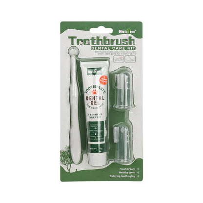 Beef/Vanilla Flavor Pet Tooth Care Set, Dog Toothpaste Dog Teeth Cleaning Brush With 2 Soft Finger Toothbrushes, Pet Oral Dental Care Supplies