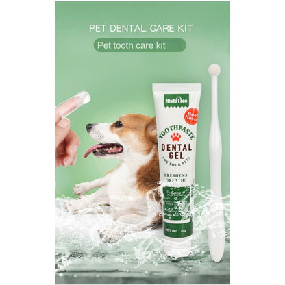 Beef/Vanilla Flavor Pet Tooth Care Set, Dog Toothpaste Dog Teeth Cleaning Brush With 2 Soft Finger Toothbrushes, Pet Oral Dental Care Supplies