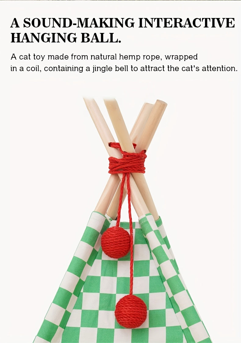 Zeze Cute Pet Tent Pet House Cat Nest Semi-closed Detachable Washable Mat Cat Bed Four Seasons Universal Cat Bed With Checkerboard Pattern