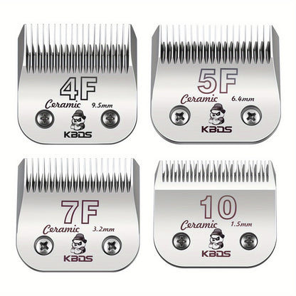 4-Pack Professional Ceramic Detachable Blades - Compatible with Andis, Oster A5, Wahl KM10 Series Clippers, KBDS Size 10/7F/5F/4F, Cut Length 1/16"(1.5mm) to 3/8"(9.5mm) for Pet Dog Grooming