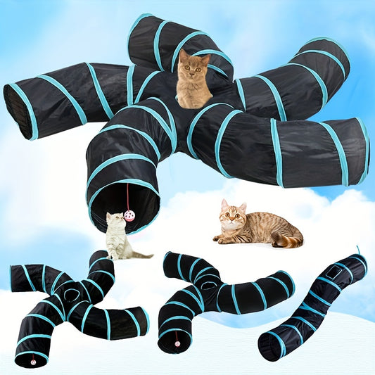 [Large Collapsible Cat Tunnel Play] Cat Tunnel For Indoor Cats Large With Play Ball 2/3/4/5 Way Collapsible Interactive Peek Hole Pet Tube Toys For Puppy, Kitty, Kitten, Rabbit