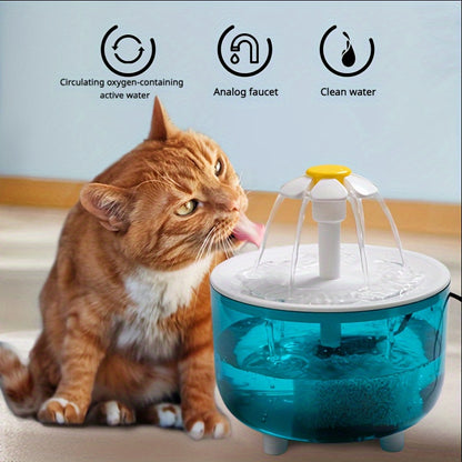 Cats and dogs pet new fountain flower water dispenser automatic cat water dispenser dog water dispenser food grade PP material, quiet operation, USB powered, safe and secure, suitable for cats and dogs large capacity Hallowee