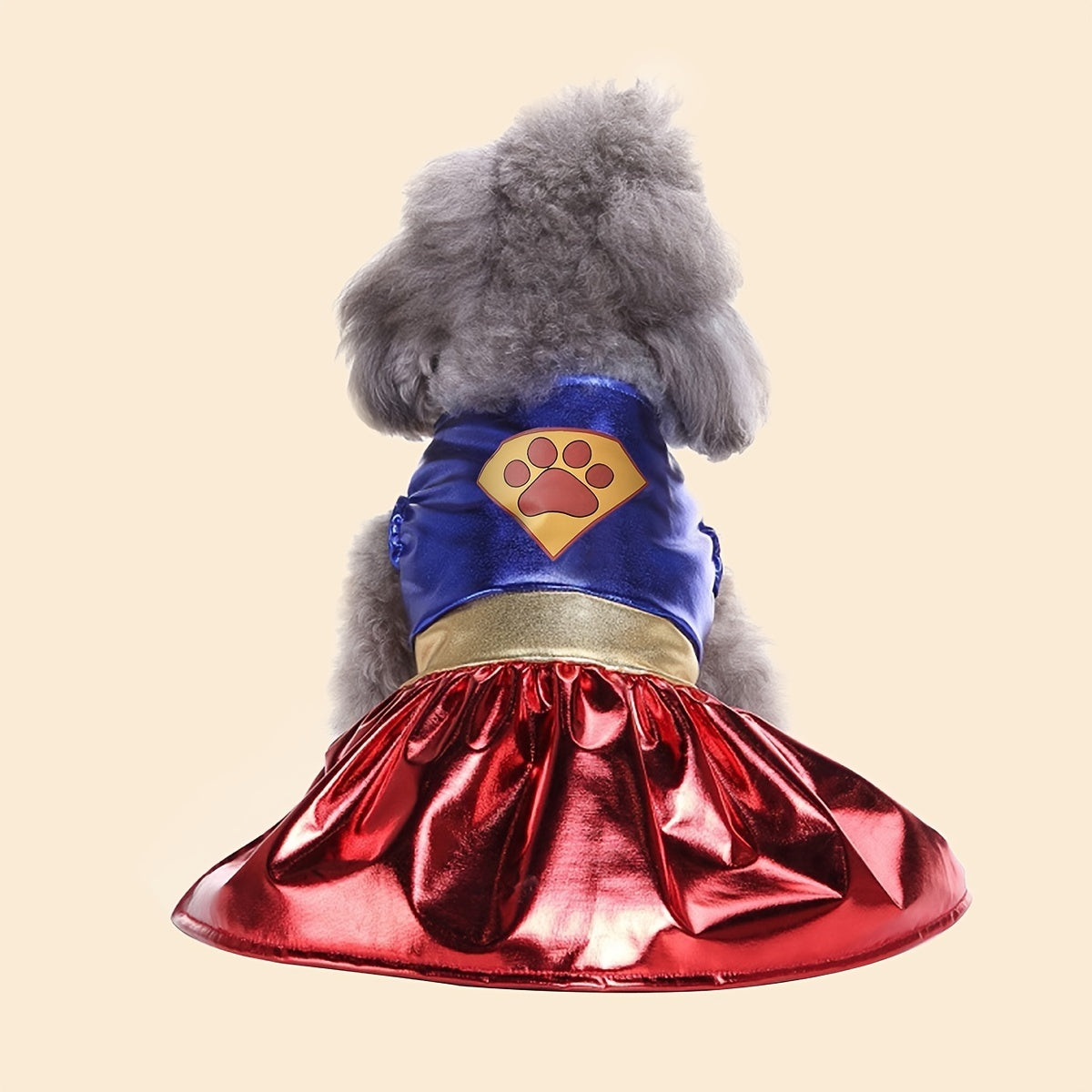 Superhero Dog Costume with Cape & Paw Print Logo - Vibrant Blue & Red Super Power Outfit for Small Breeds, Easy Slip-On Costume, Onesies For Small Dogs, Dog Clothes Costume, Suits For Small Dog, Doggy Outfits, Clothes For Pet
