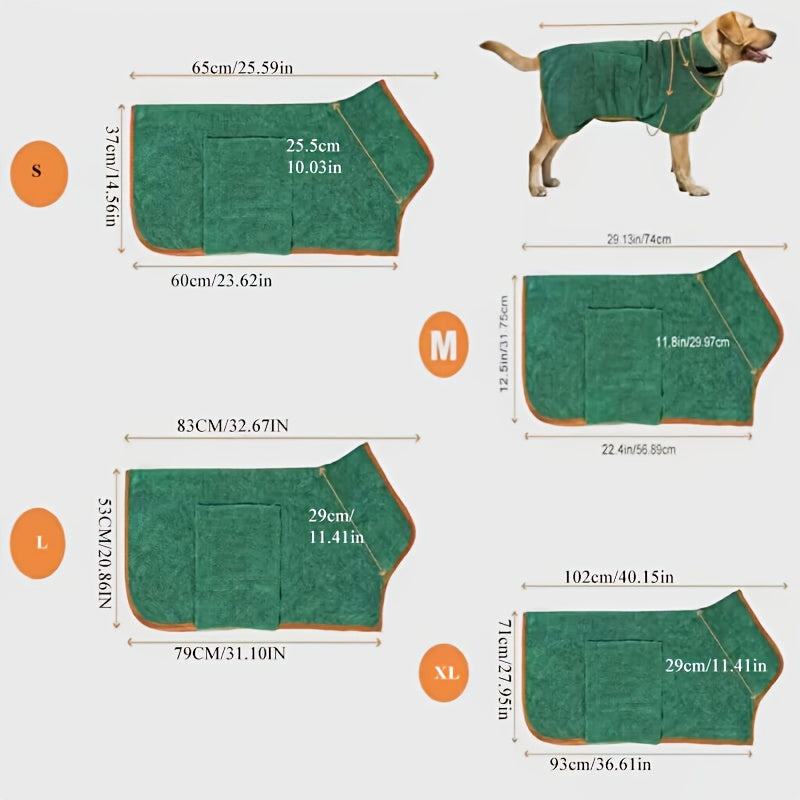 [Quick-Dry Dog Drying Coat] Super Absorbent Quick-Dry Dog Drying Coat - Warm-Keeping Bathrobe with Full Body Coverage & Hood, Multiple Colors (Purple, Blue, Green, Yellow, Red), Durable Fabric for Efficient Water Absorption &