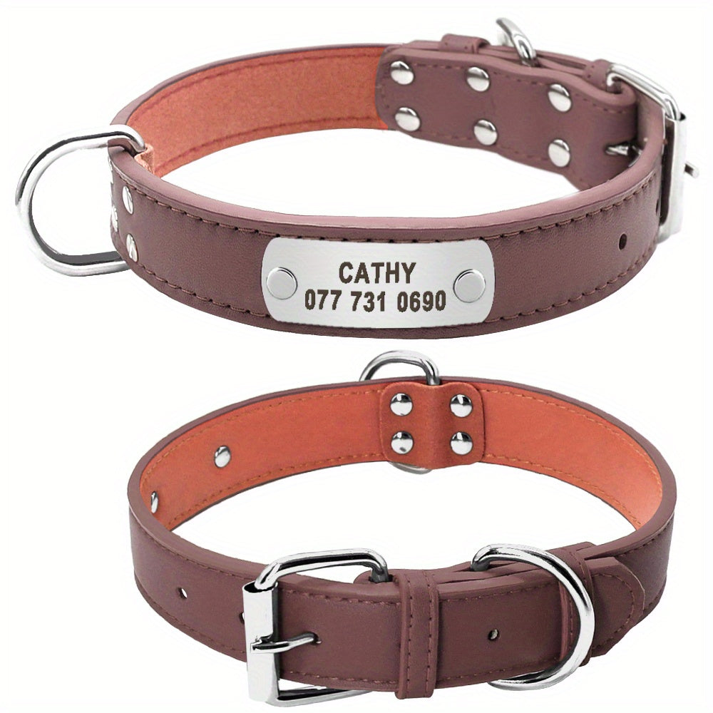 Custom Engraved Dog Collar with Personalized ID Tag - Durable Padded Pet Collar for Small, Medium & Large Dogs - Solid Pattern, Adjustable Fit, Secure Metal Hardware, Personalized Pet Accessory | Stylish Dog Collar | Durable