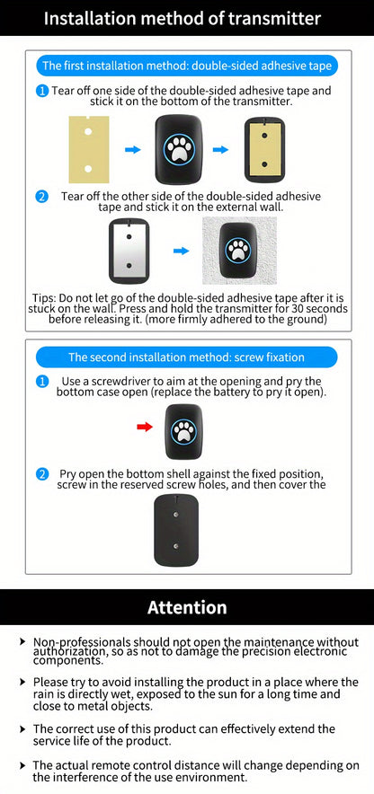 Wireless Pet Doorbell System - Easy Touch Training Aid for Dogs - 2 Receivers & Transmitters, High-Volume Chimes, Ideal for Indoor/Outdoor Use